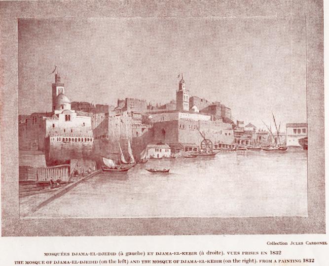 Mosques Djama-El-Djedid ( gauche) et Djama-El-Khebir ( droite), vues prises en 1832.