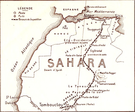 Parcours de l'expdition Citron  travers le Sahara.