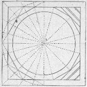 Fig. 44. - Tombe du Karafah sur plan carr. (Construction du dodcagone et inscription de la coupole.)