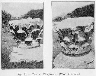 Fig. 9. - TIPAZA : Chapiteaux. (Phot. Herman.)