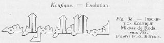 Fig. 38- INSCRIPTION KOUFIQUE. Mikyas de Roda, vers 797- D'aprs W. G. Marais.
