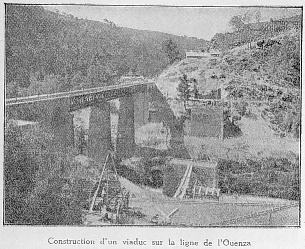 Construction d'un viaduc sur la ligne de l'Ouenza