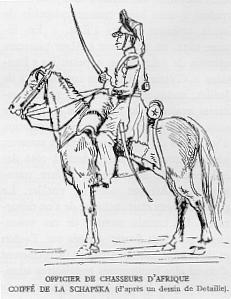 OFFICIER DE CHASSEURS D'AFRIQUE COIFFE DE LA SCHAPSKA (d'aprs un dessin de Detaille).