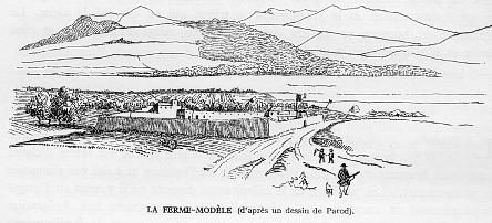 LA FERME-MODELE (d'après un dessin de Parod).