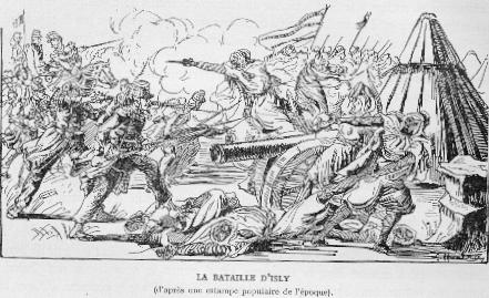 LA BATAILLE D'ISLY (d'après une estampe populaire de l'époque).