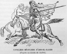 Cavaliers réguliers d'ABD-EL-KADER (d'après un dessin de Raffet).