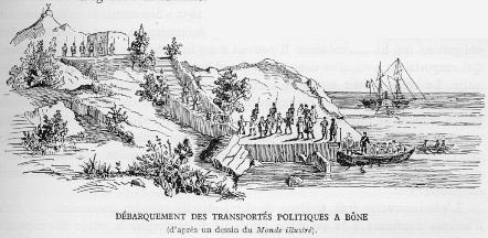 Dbarquement des transports politiques  BNE (d'aprs un dessin du Monde Illustr).