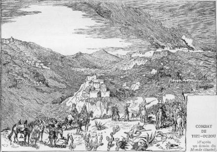 COMBAT DE TIZI-OUZOU (d'aprs un dessin du Monde Illustr)