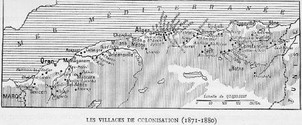 LES VILLAGES DE COLONISATION (1871-1880) Cliquer sur la carte pour une meilleure définition