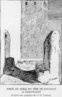 Porte du bordj du pre de FOUCAULD  Tamaanrasset (d'aprs une peinture de P.E. Dubois).